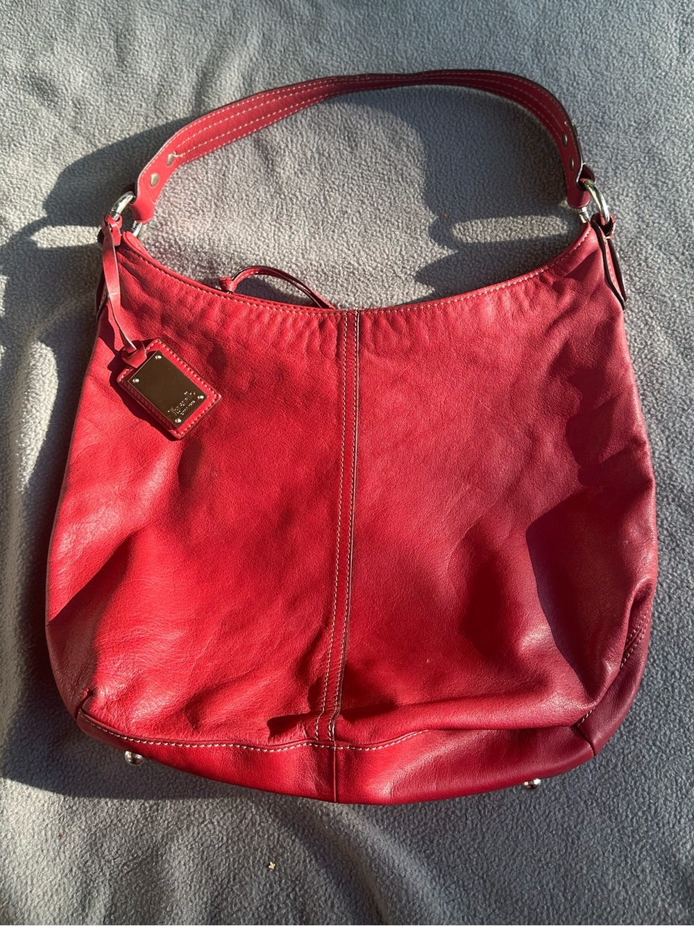 Tignanello Genuine Red Leather Vintage Shoulder Hobo Bag